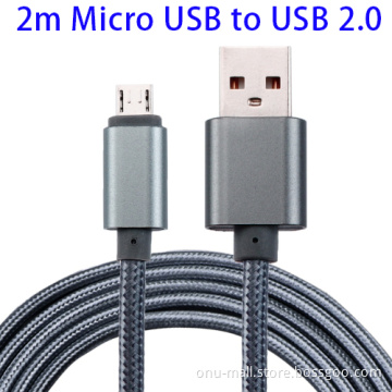 Best Selling 2.0 Micro USB to USB Cable 2m, Metal Head Sync Charging Cable for Samsung etc.